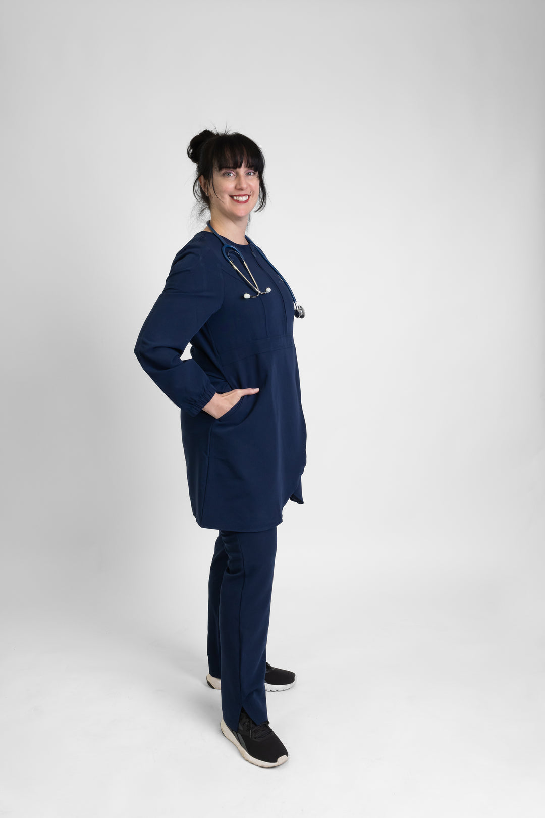 Rose Scrub Top Navy Blue